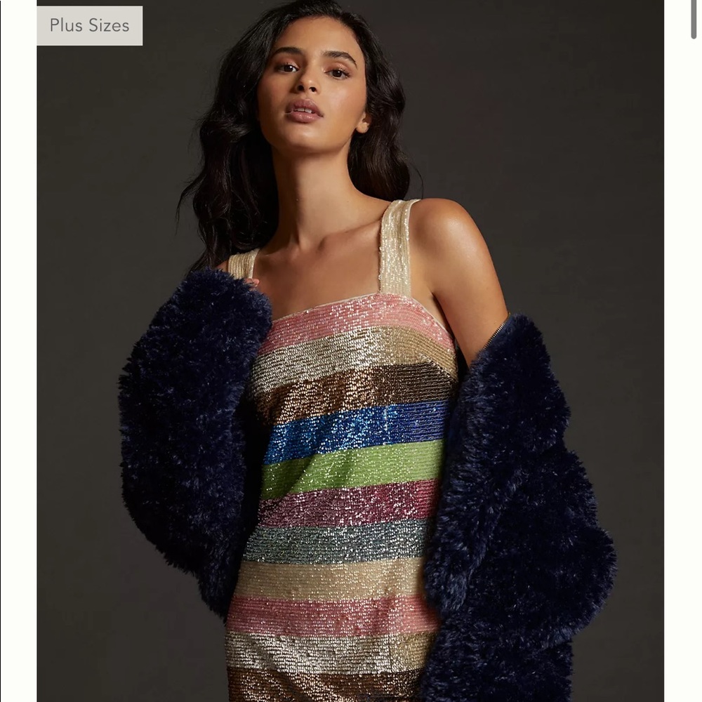 Anthropologie Shimmer Glitter Striped Dress